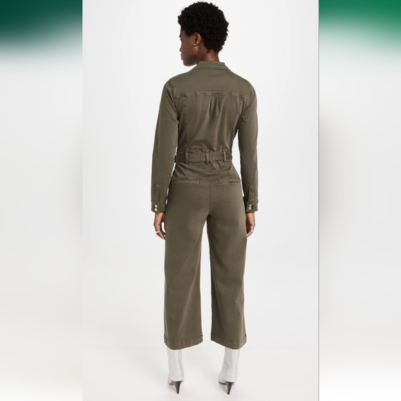 Paige Anessa Wide-Leg Utility Jumpsuit in Vintage Brushed Olive Size 2 XS - Picture 7 of 7
